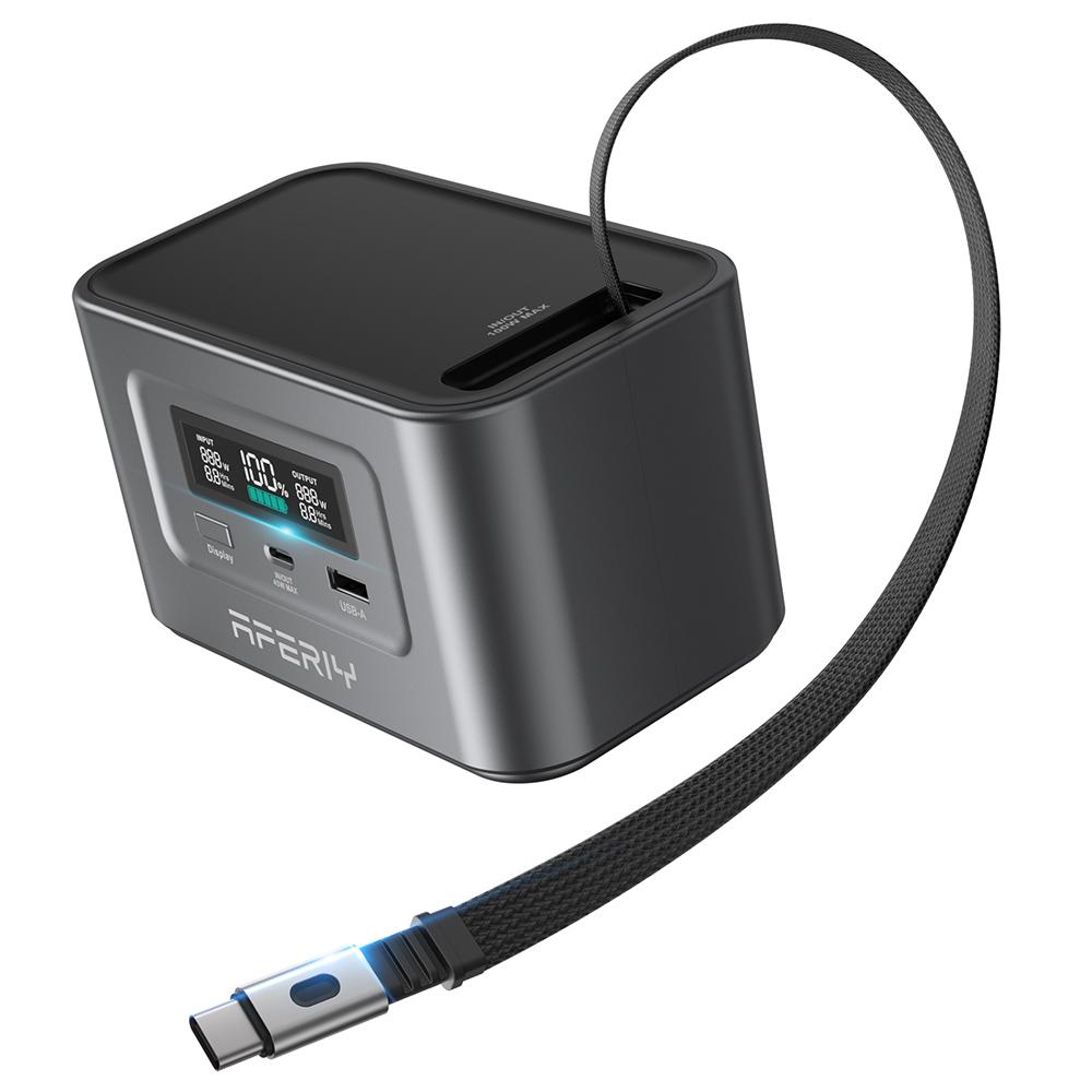 AFERIY Nano100 Portable Power Station, 100W 99.2Wh, Telescopic Type-C Cable, Carry-on Airplane, 1.5h Full Charge