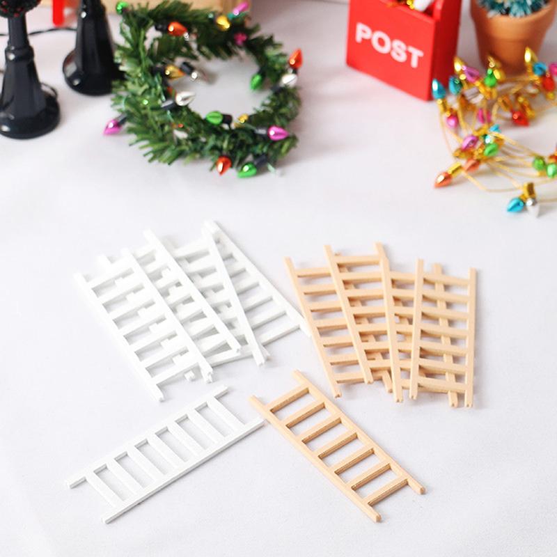 5Pcs 1:12 Dollhouse Miniature Furniture Handmade Wooden Christmas Ladder Fairy Door For Kid Magic Fairy Doll Accessories