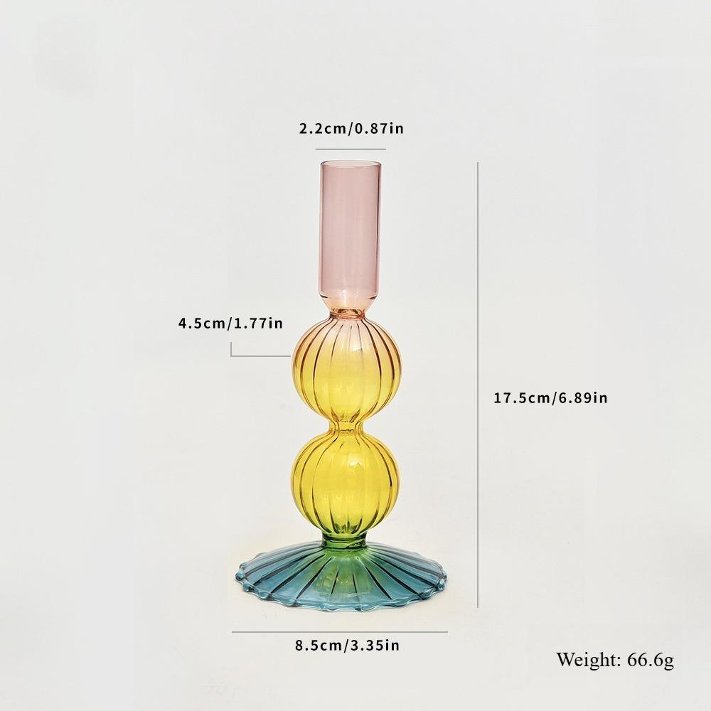 Creative European Style Colored Glass Candle Holder Taper Candlesticks Home Decoration Modern Nordic Living Room Decor