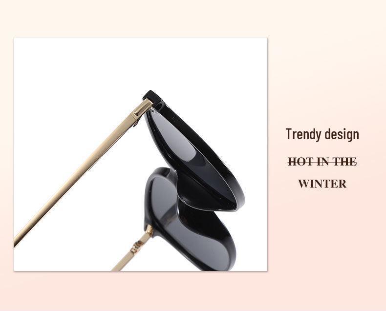Retro Large Frame Women's Polarized Sunglasses - Tea-Colored, UV & Sun Protection, Perfect for Driving, Slimming Effect