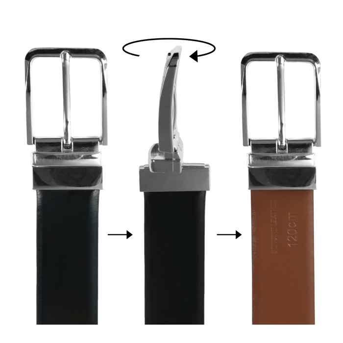 Ceinture - LEONARDO VERRELLI - Réversible - Cuir véritable - 100 cm - Noir/Marron