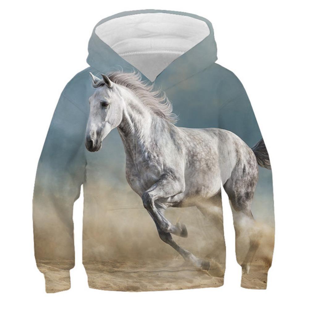 Kids Clothes Boy Hoodies Long Sleeve Creative 3D Horse Print Children Spring Fall Clothes Casual Stylish Outdoor Boy Clothes Top