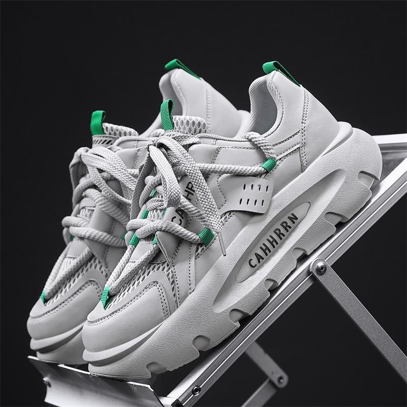 Sports and leisure shoes men's spring and summer mesh men's shoes breathable and versatile thick-soled height-increasing shoes student