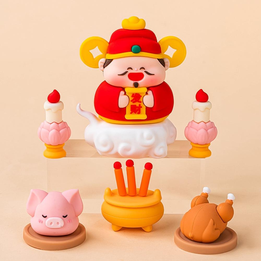 Resin God of Fortune Figurine Cartoon Desktop Decoration Home Decor Creative Crafts Gift