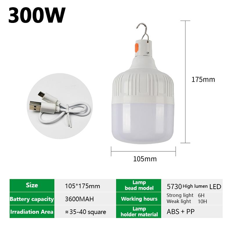 Portable USB Rechargeable Lamp LED Camping Lights Outdoor Emergency Bulb High Power Lamp Bulb Battery Lantern BBQ Tents Lighting