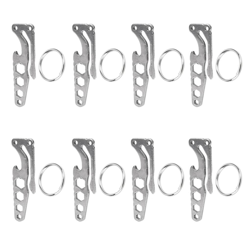 Stainless Steel Pocket Key Clip Bottle Opener Hex Wrench Multifunctional Tool for Outdoors