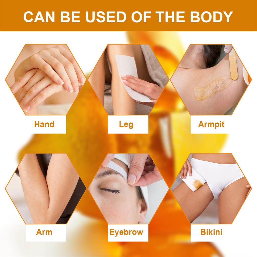 Haarentfernungswachs 50g + 2 Holzstäbchen und 3 Haarentfernungspapiere