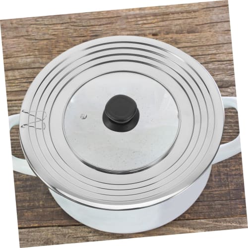 DECHOUS Pot Lid, Stainless Steel Rimmed Clear Pot Lid, Multipurpose Overflow Prevention Pot Lid (24-30cm), Frying Pan Lid, Stirring Pot Lid, Bacon Gre