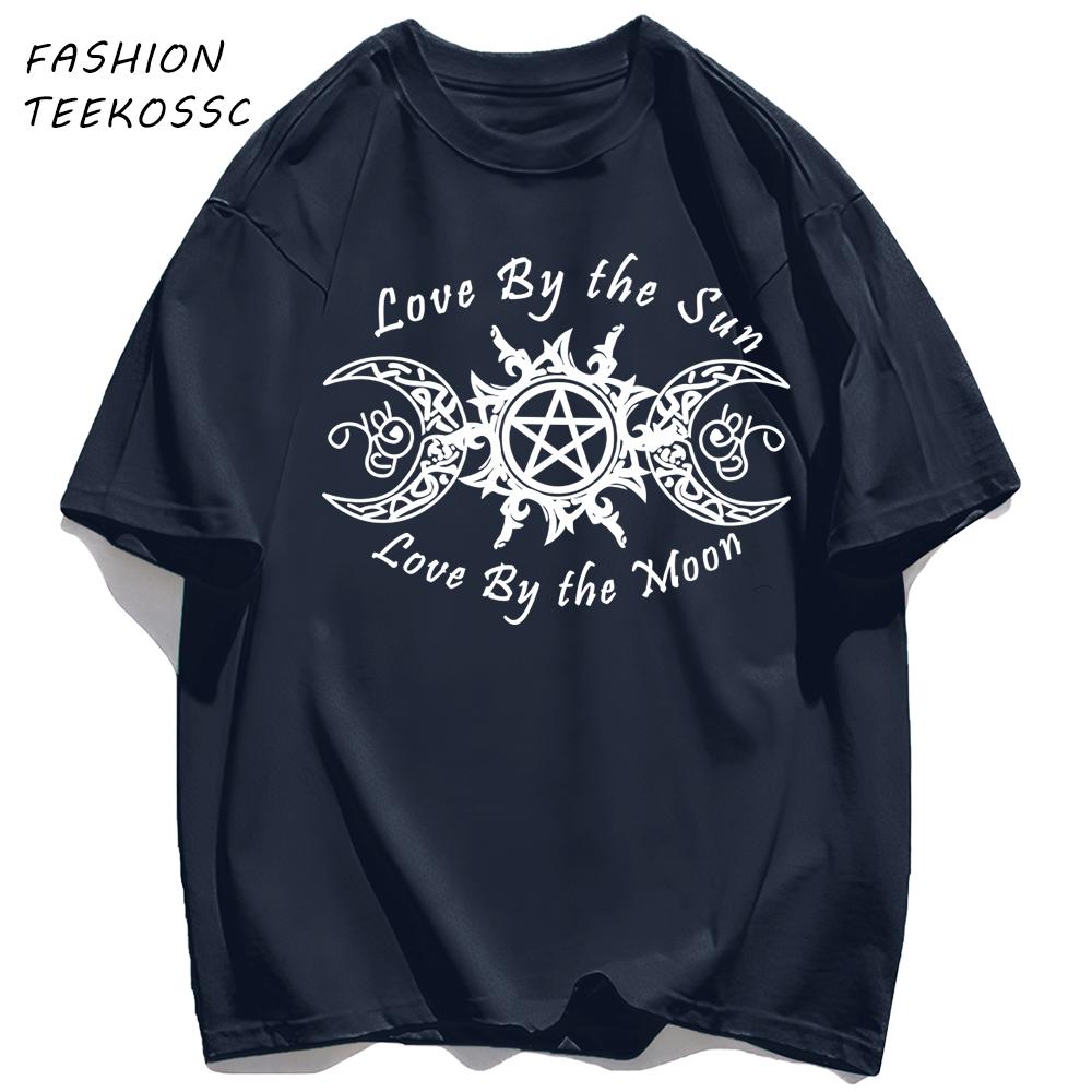 Love By The Sun And Moon Print Mens TShirt Casual Summer T Shirts Oversize AllMatch Man Streetwear Cotton Hip Hop Clothing