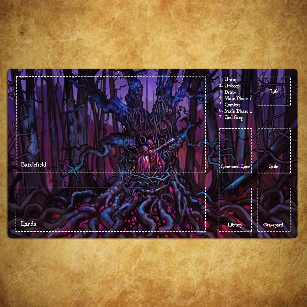 35x60 Thorn Forest Card Playmat Stitched with Magic Zones Tabletop Game Mats for MTG/TCG Battle Commander Desk Gaming Mat