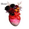 Spooky Theme Room Accessories Hand Holding Human Heart Organ Vase, Gothic Anatomical Shaped Resin Sculpture Halloween Desktop Flower Pot for