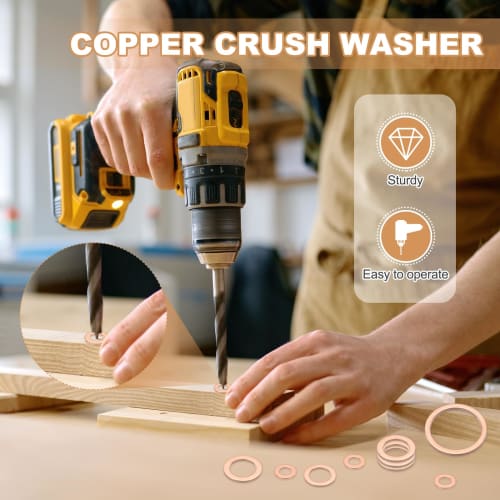 PATIKIL M8 Copper Flat Washers, Seal Rings, 18 Pieces, 13mm Outer Diameter, 1mm Thick, Heat and Oil Resistant for Screws, Bolts, Sump Plugs, and Oil D