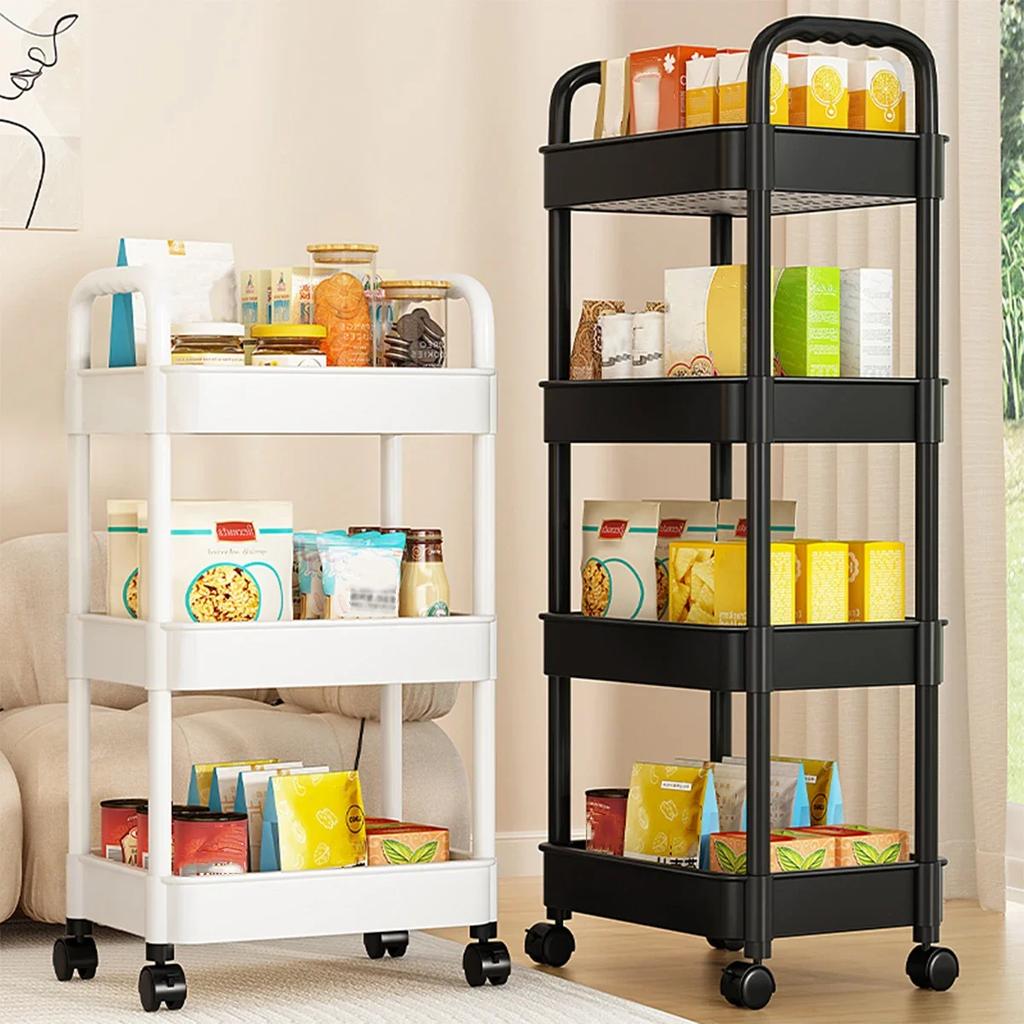 1pc-Handcart Storage Rack Kitchen Bedroom Bathroom Floor Standing Multi-layer Storage Rack