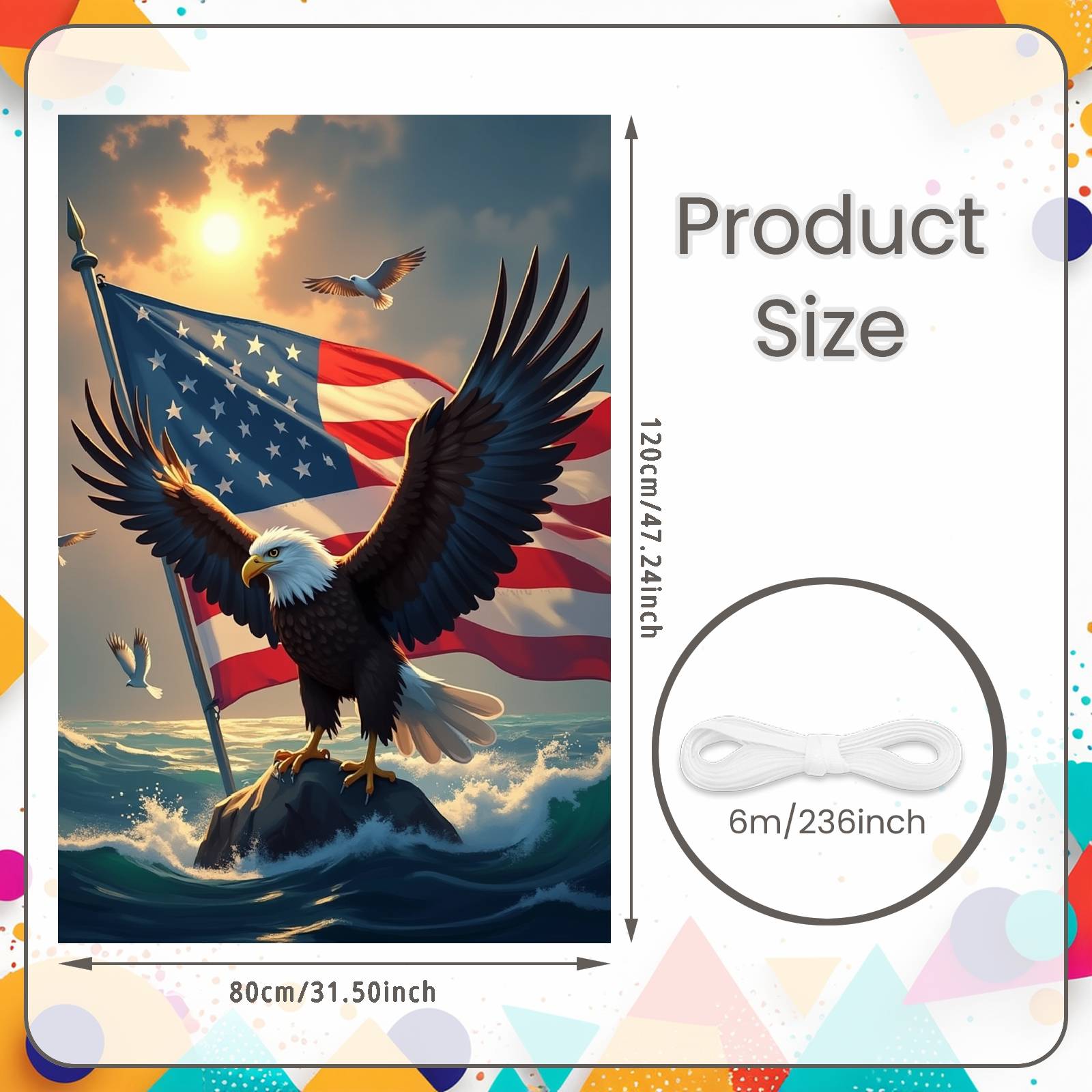 

USA Pride Backdrop Patriotic Design National Symbol Backdrop National Honor Banner Coastal Scene Patriotic Background