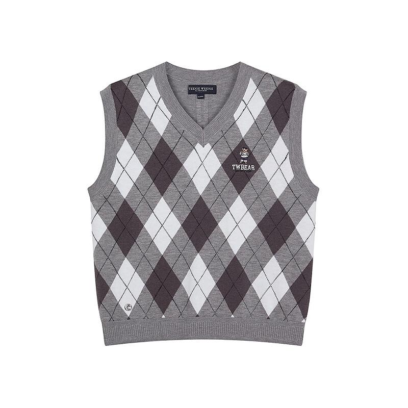 Teenie Weenie Women's Argyle V-Neck Knit Vest