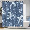 Nature-inspired Shower Curtain with Blue Floral Pattern Waterproof Fabric for Bathroom Decor.