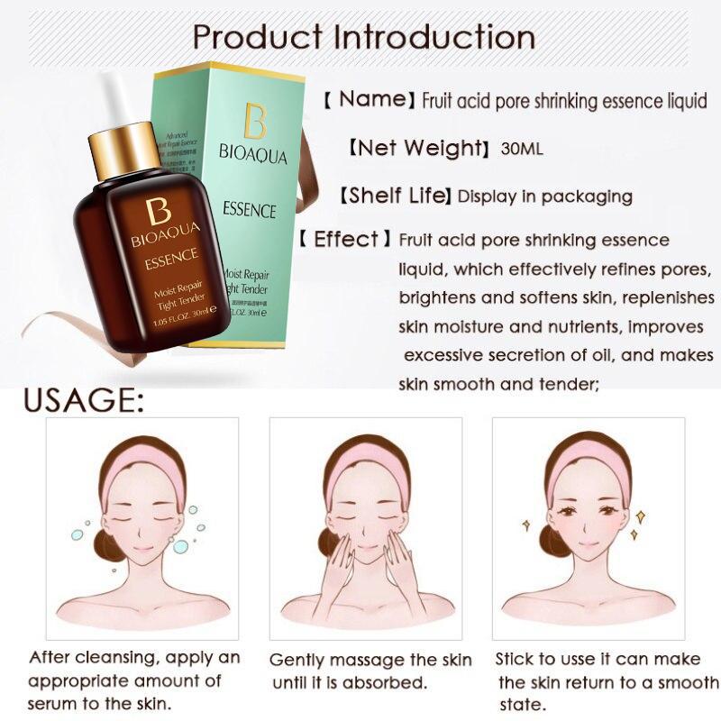 30ml Fruktsyre Ansiktshudserum Krympe porer Essens Fuktighetsgivende Hudpleie Reparasjon Whitening Anti-aldring Skjønnhetsprodukter