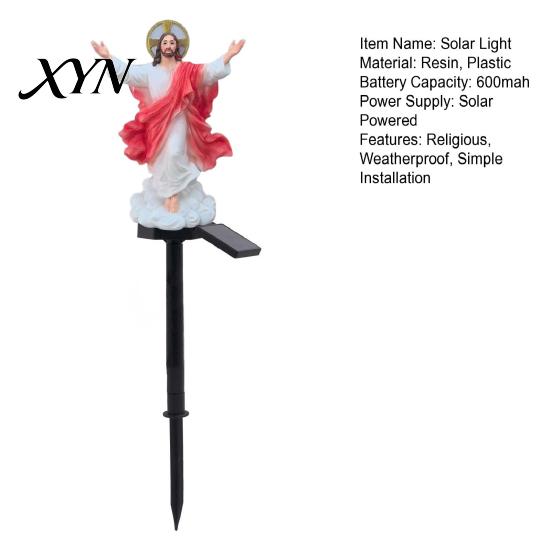 Weatherproof Garden Jesus Statue Solar Light, Religious Outdoor Waterproof Lighted Landscape Decor Figurine, Pathway Light for Yard Lawn Patio