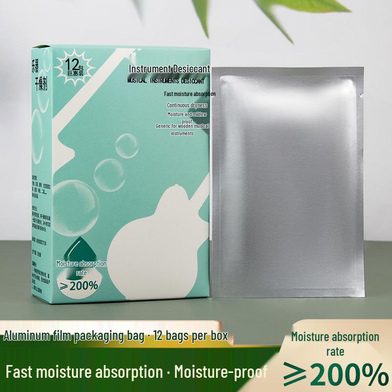 

Universal Instrument Desiccant: Violin/Guitar/Ukulele Dehumidifier & Anti-Mildew Agent, 12 Bags Per Box Aluminum