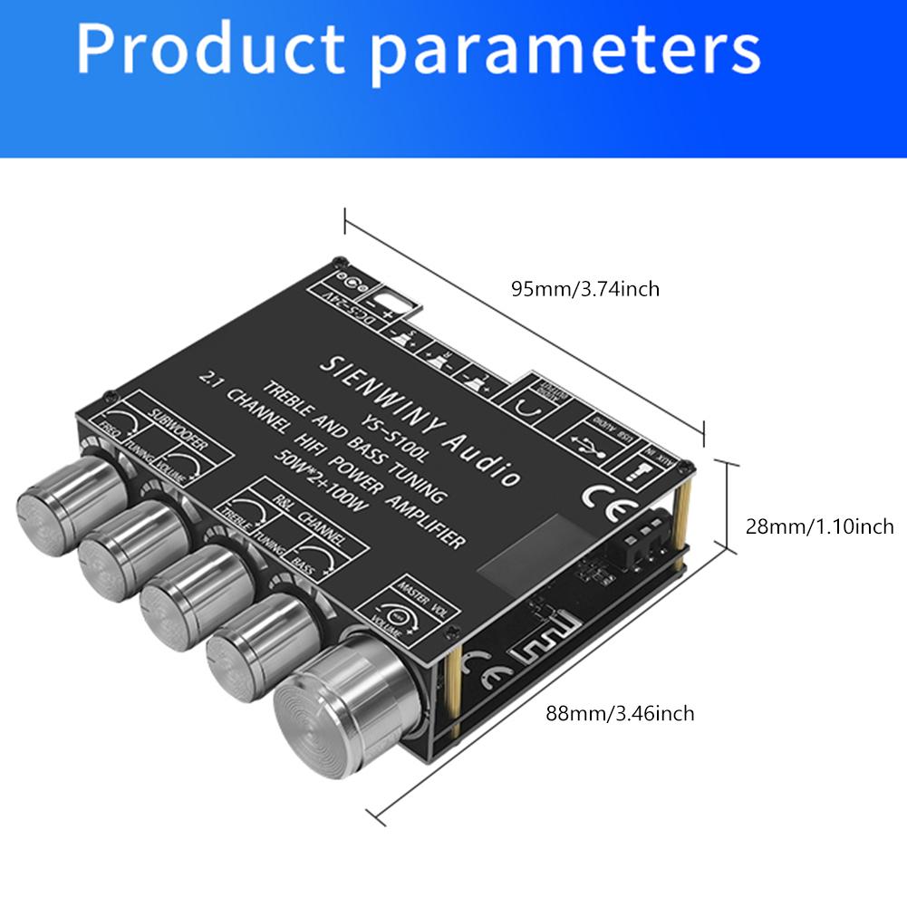 2.1 3 Channel Amplifier Board Bluetooth-compatible 5.1 CS8673E Power Bass Amplifier Board AUX Input Supports Phone APP Control