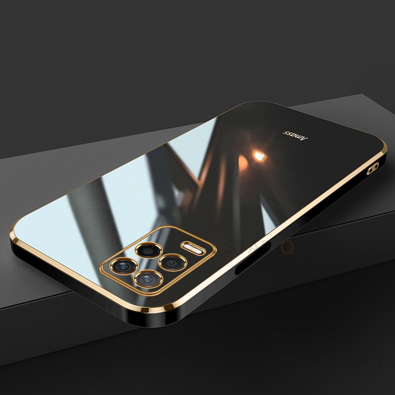 Luxury Plating Gold Frame Phone Case On For Oppo Realme 8 Pro 4g Realme8 8pro Soft Silicone Tpu Back Cover