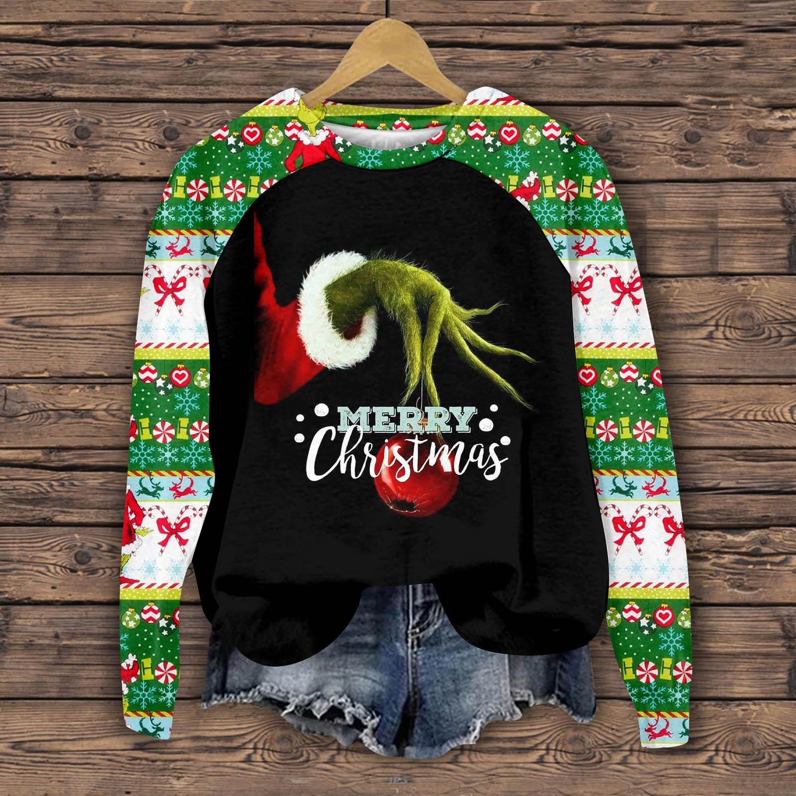 

Женская мода повседневная толстовка с длинным рукавом и вставкой на плече с принтом на Хэллоуин с круглым вырезом XL чёрный