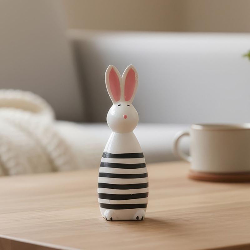 Wooden Bunnies Figurine Easter Rabbit Statue Indoor Easter Decoration Modern Art Spring Home Decors,Bunnies Sculpture