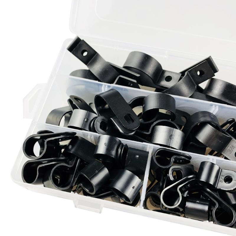 Set of 200 Nylon Wire Clip Convenient Black Cable Clamps Nylon Clip Assortment for Cable Organization Wire Managements