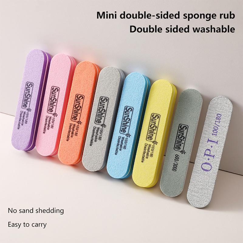 5Pcs Mini Nail File Buffers Sponge 100/180 Grit Double Sided Sanding Block Gel Polishing Foam Manicure Nail Art Files