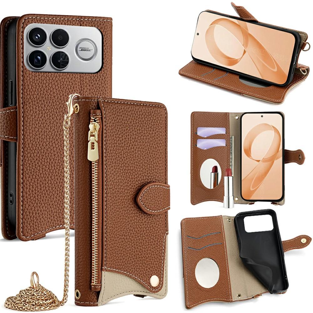 

For Xiaomi Poco F8 Ultra/Redmi K90 Pro Max 5G Leather Case Wallet Stand Cover Irregular Tail Style with Chain Strap