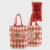 Red Grid New Year Gift Bag - Portable Canvas Souvenir for Kids' Candy, Birthday, Wedding, and Festival Celebrations
