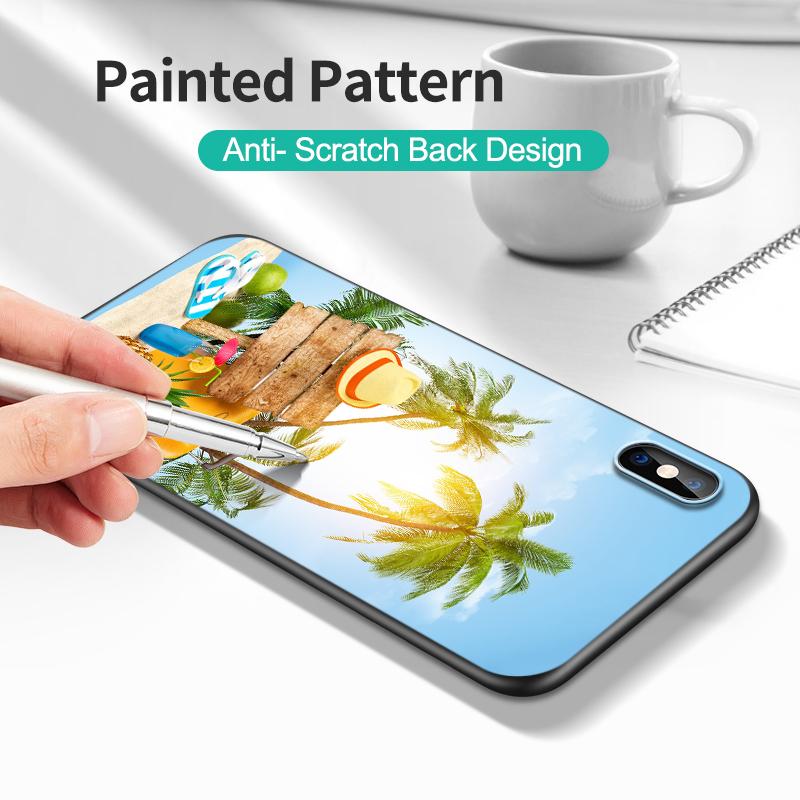 Husă neagră TPU pentru Samsung Galaxy S22 S20 S21 FE PLUS ultra+S10 E lite capac spate Palmier de vară