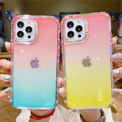 Husa de telefon cu bara de protectie antisoc cu gradient dublu strat pentru Iphone 11 Pro Max 14pro 13 12 Pro Husa moale transparenta pentru Iphone 11 12