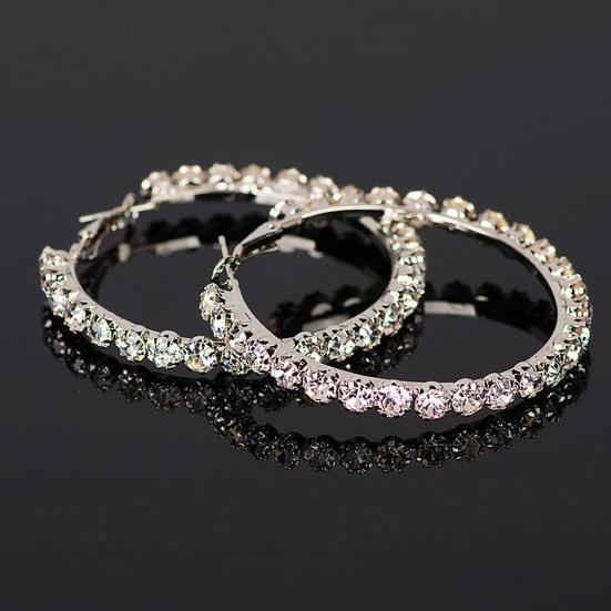 1 Pair Women Earrings Round Rhinestone Vintage Creative Hoop Earrings for Daily Wear