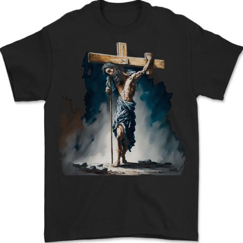 Jesus Christ Carrying His Cross Mens T-Shirt 100% Cotton S разноцветный