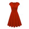 Fashion Women Solid Color V Neck Short Sleeve Plated Swing Party Banquet Dress