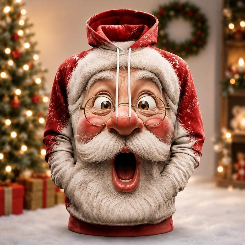 Christmas Mens Party Hoodie Santa Comfortable Pullover Sweatshirt for Winter Holiday Christmas Party Wear Funny Christmas hoodie