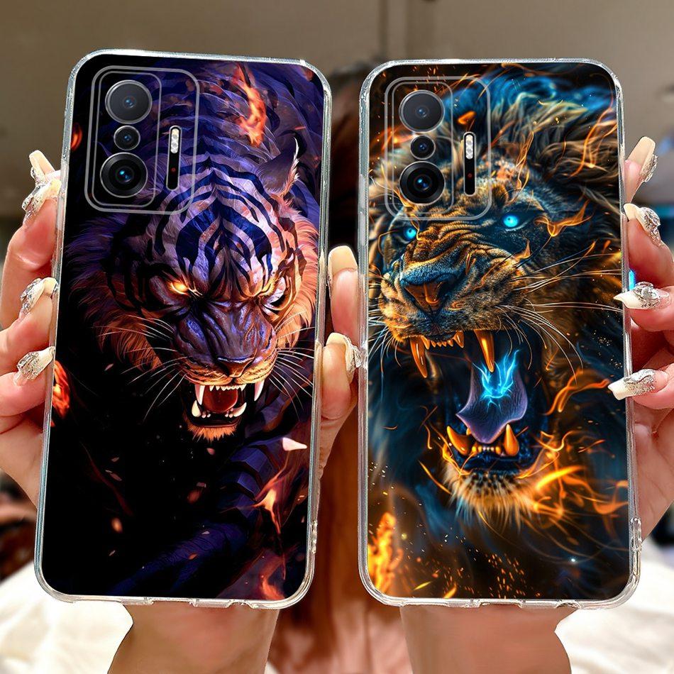 For Xiaomi 11T Pro Mi11T Cool Dragon Tiger Painted Phone Case For Xiaomi Mi 11T 11TPro 5G Soft Silicone TPU Cases