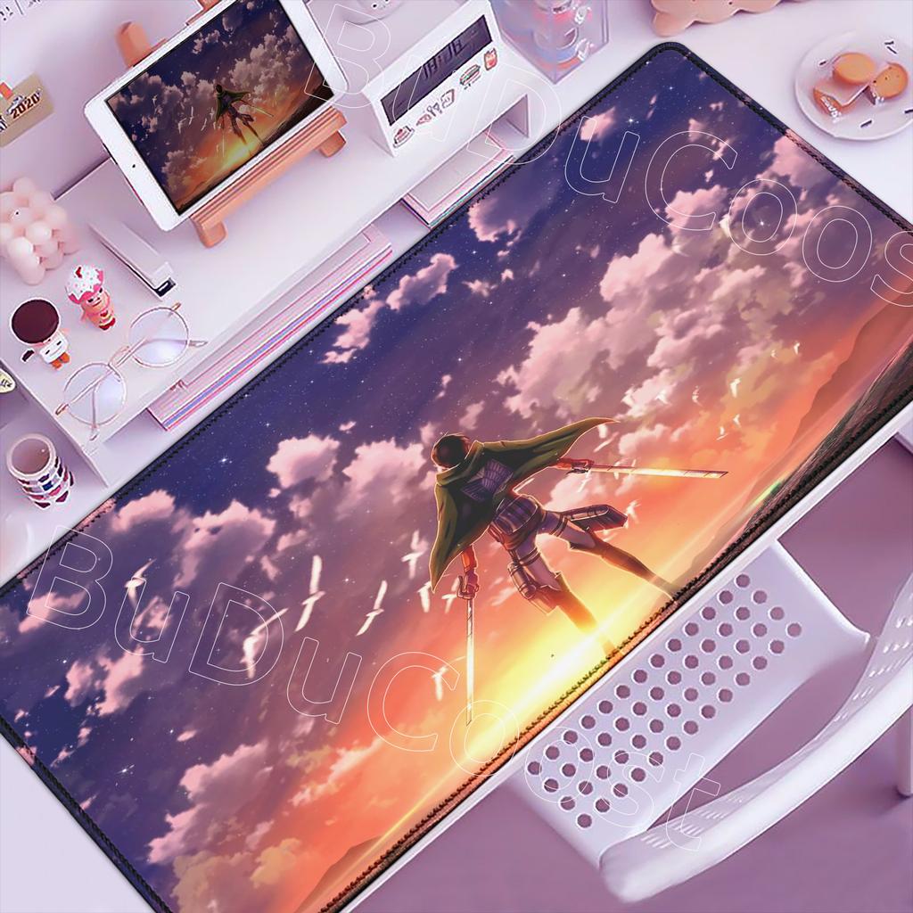 New Cool Anime Attack On Titan Large Mouse Pad Computer Non-slip Mousepad XXL 900x400mm Gaming Laptop Keyboard Mouse Mats Carpet