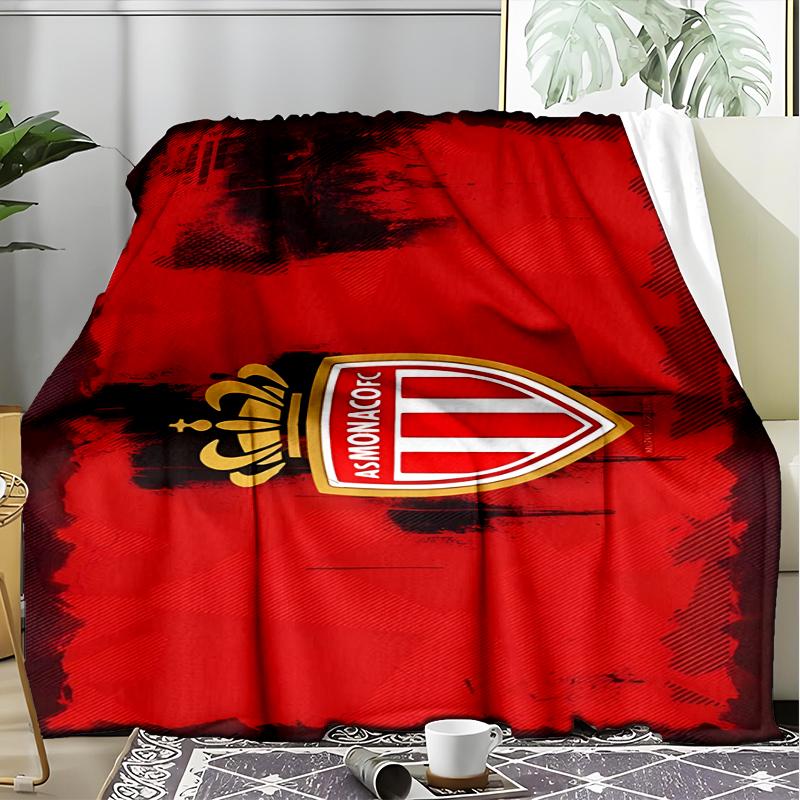 1PC Monaco Football club Printed Soft Flannel Blanket Throw for Adult Bedroom Living Room Sofa Camping Travel Fan gifts Christmas Gifts
