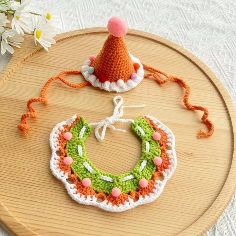 Cute Cat Birthday Hat Pet Birthday Party Dog Accessories New Dog Neck Set for Small Dogs Puppy