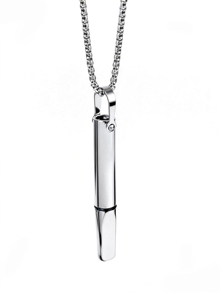 European Luxury Titanium Steel Pendant Necklace: Elegant Meditation Whistle for Calming and Versatile Hip Hop Fashion.