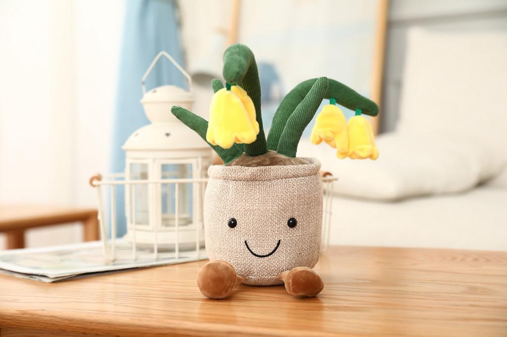 Tulip Mushroom Potted Plush Toy With Pp Cotton Fill And Cartoon Style For Creative Lounge Decor