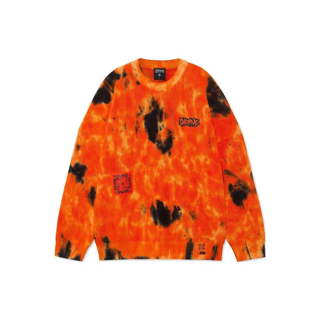 Lining Anti-Five Series Logo Print Tie-Dye Pullover Sweater Unisex Tops Red AMBR097-2