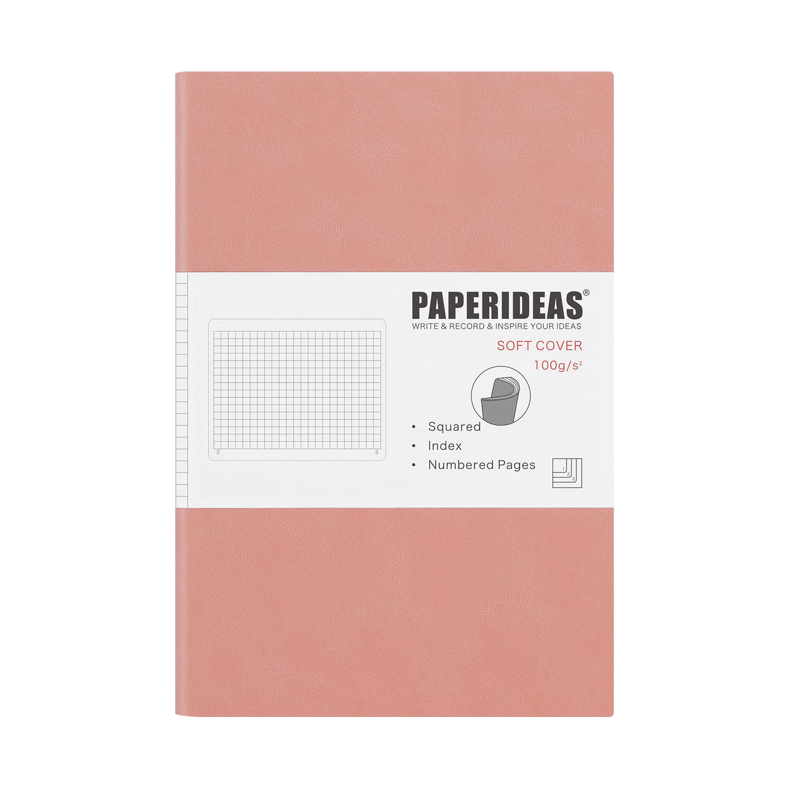 

PAPERIDEAS Soft Cover Notebook, A5, (Grid, Pink) розовый