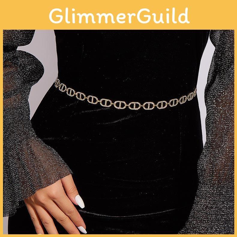 Shape Rhinestone Cd Waist Chain Metal Accessories Dress Waist Chain Decoration