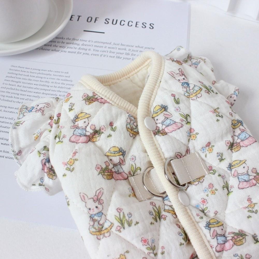 Flying Sleeves Pet Cotton Vest Cartoon Print Pet Warm Jacket Cute Dog Coat for Small Dogs
