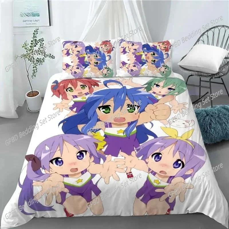 New Lucky Star 3D Print Anime Girl Duvet Cover Set Fashion Bedding Sets Comforter Duvet Cover Pillowcase Home Textiles