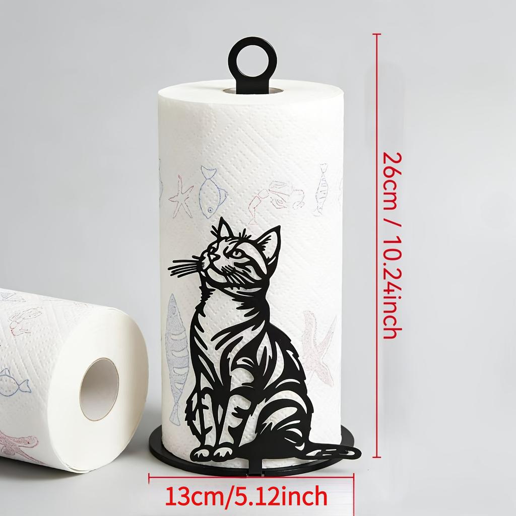 Cute Cat Paper Towel Stand, simple design for countertop placement, durable and budget-friendly kitchen storage
