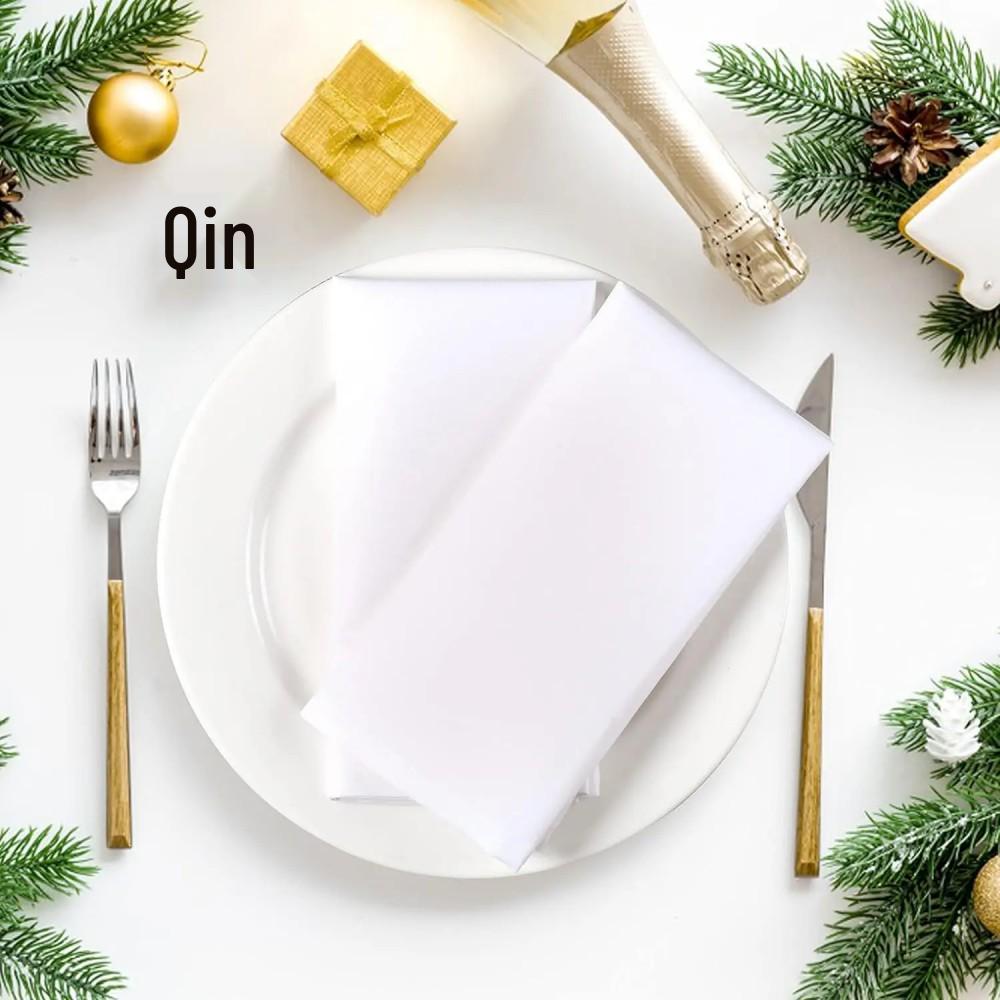 White Cotton Linen Solid Color Square Napkin